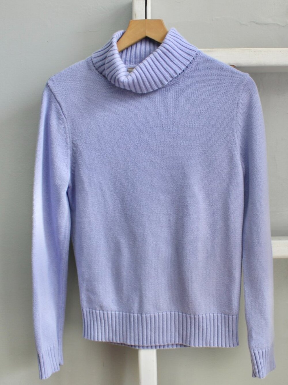 Croft & Borrow Cotton Knit Turtleneck Sweater Periwinkle Purple Size Small